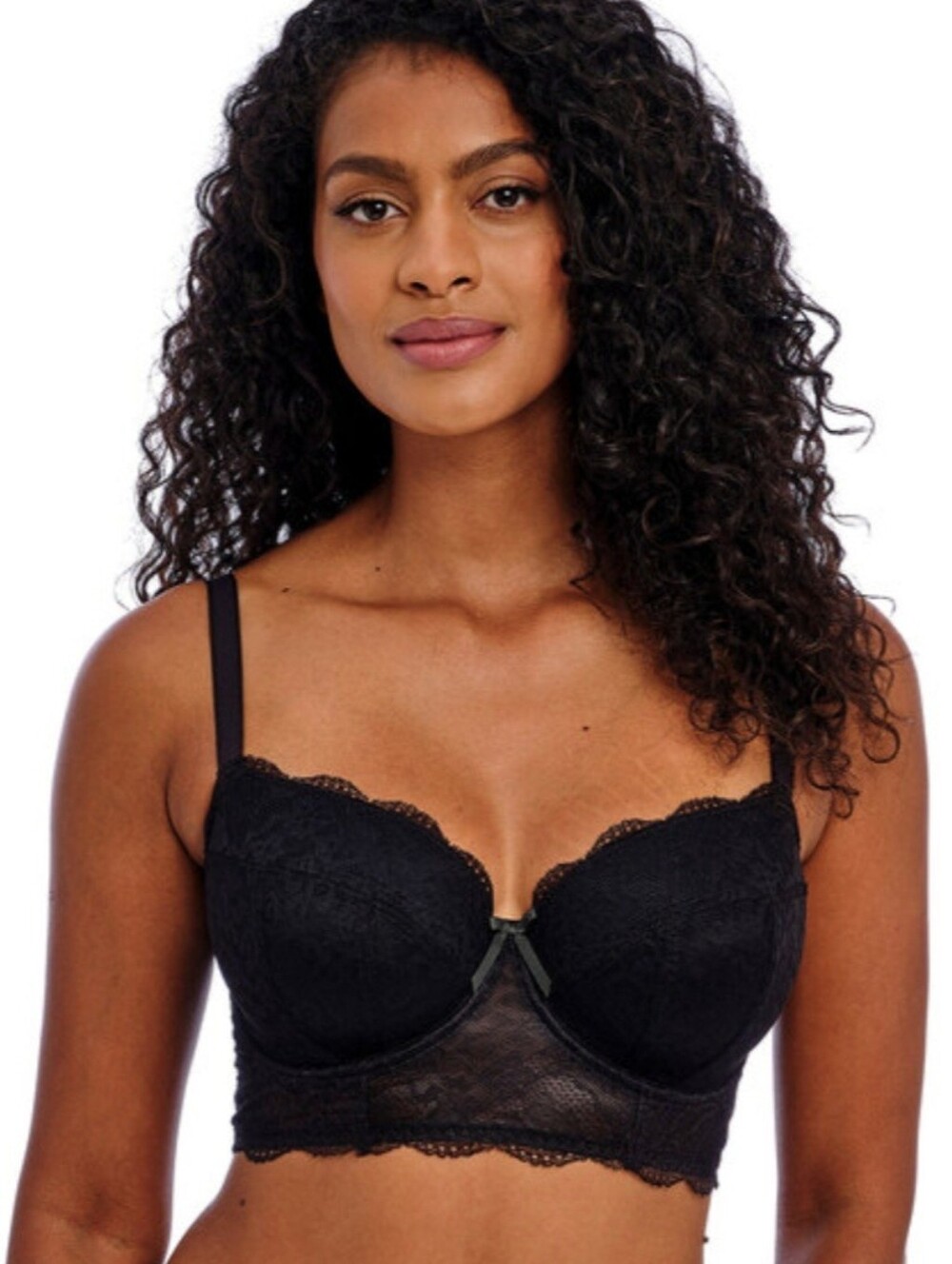 Freya Black Lace Longline Underwire Bra 32g